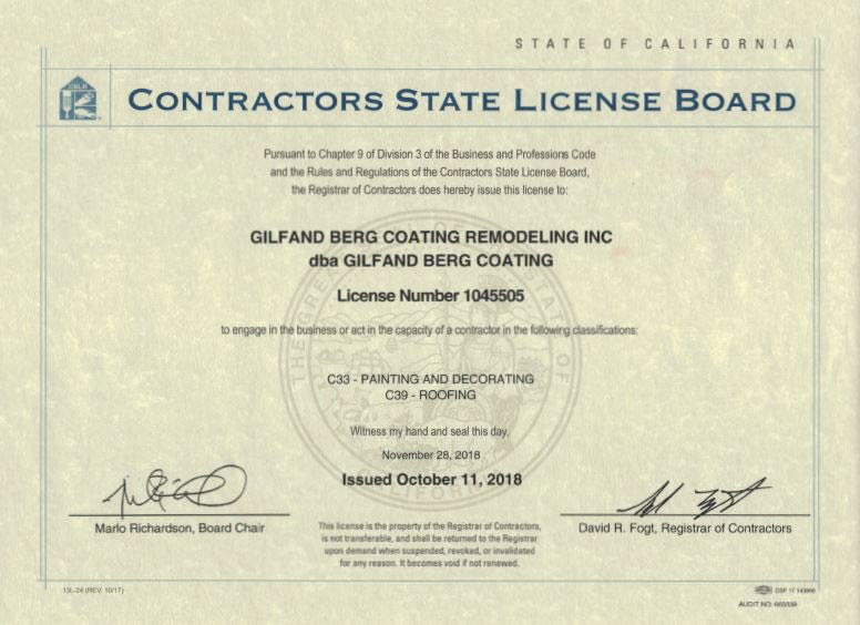 State Contractor's License