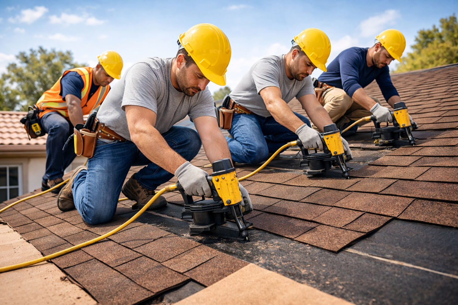 Shingle Roof Replacement San Diego | Gbc Remodeling Roofing Experts Shingle Roof Replacement San Diego Crew Installing New Asphalt Shingles On Residential Home By Gbc Remodeling