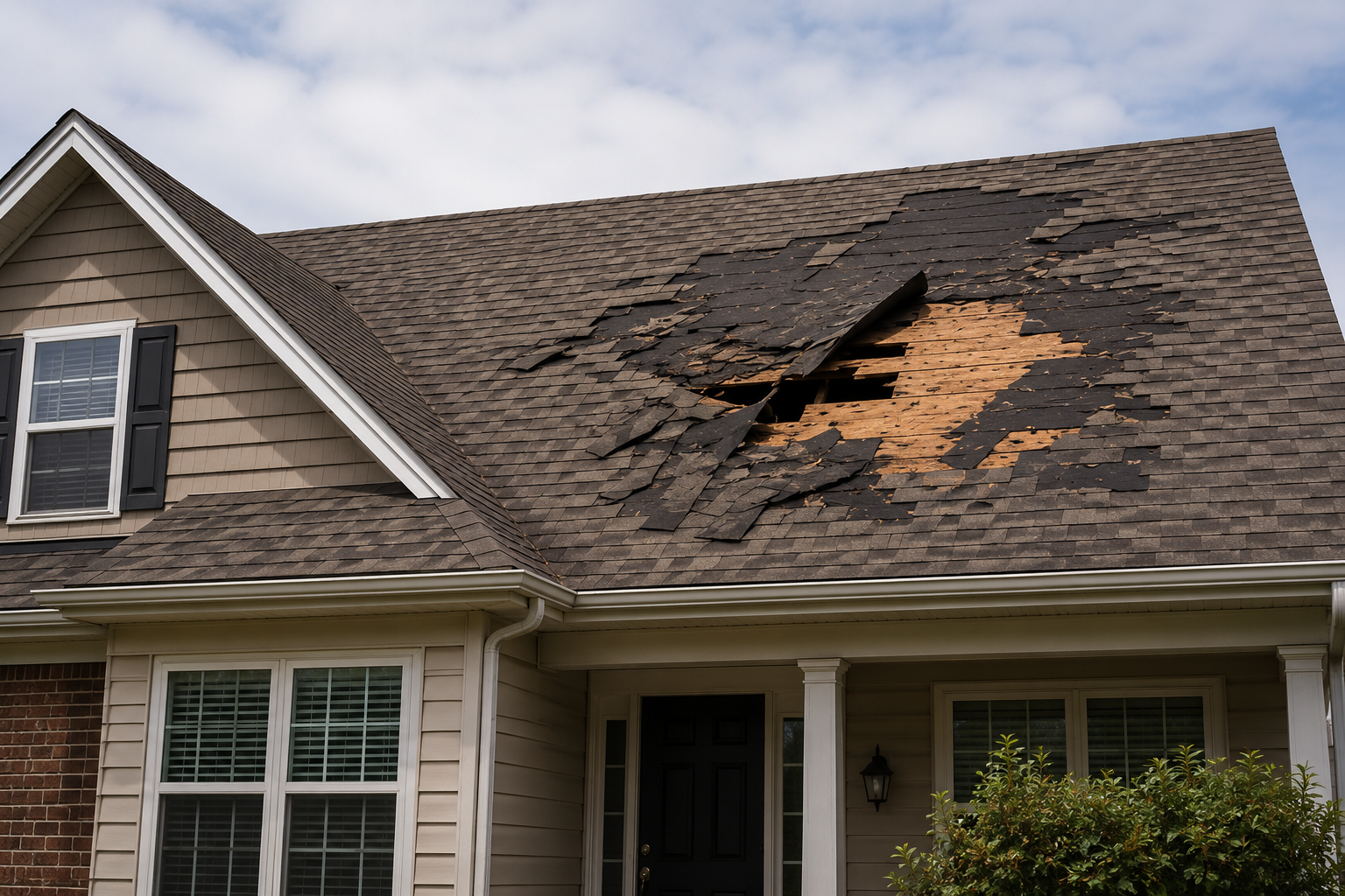 San Diego Roof Replacement Project Showing Severely Damaged Asphalt Shingle Roof Requiring Full Roof Replacement