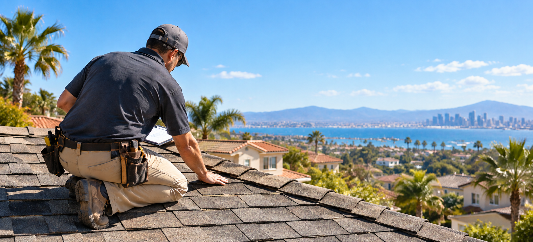 Person Inspecting Roof