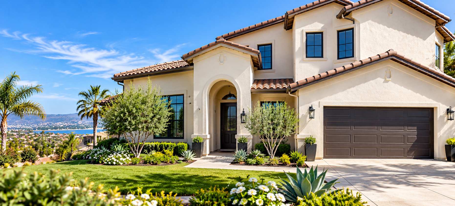 Mediterranean Home Overlooking The Coast Beautiful Mediterranean Style Home
